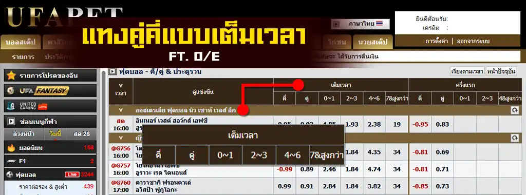 แทงคู่คี่แบบเต็มเวลา