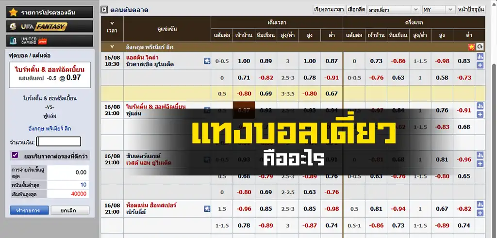 แทงบอลเดี่ยว คืออะไร